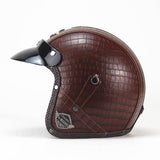 Free shipping PU Leather Harley Helmets 3/4 Motorcycle Chopper Bike helmet open face vintage motorcycle helmet with goggle mask