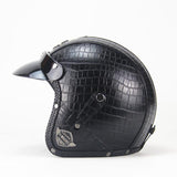 Free shipping PU Leather Harley Helmets 3/4 Motorcycle Chopper Bike helmet open face vintage motorcycle helmet with goggle mask
