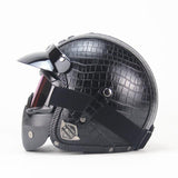 Free shipping PU Leather Harley Helmets 3/4 Motorcycle Chopper Bike helmet open face vintage motorcycle helmet with goggle mask