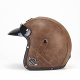 Free shipping PU Leather Harley Helmets 3/4 Motorcycle Chopper Bike helmet open face vintage motorcycle helmet with goggle mask