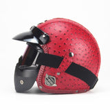 Free shipping PU Leather Harley Helmets 3/4 Motorcycle Chopper Bike helmet open face vintage motorcycle helmet with goggle mask