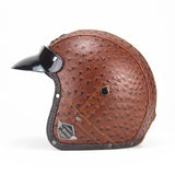 Free shipping PU Leather Harley Helmets 3/4 Motorcycle Chopper Bike helmet open face vintage motorcycle helmet with goggle mask
