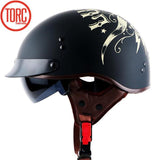 Original TORC T55 half face motorcycle helmet with internal controllable sunglasses DOT approved light weight chooper helmet