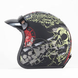 Free shipping PU Leather Harley Helmets 3/4 Motorcycle Chopper Bike helmet open face vintage motorcycle helmet with goggle mask