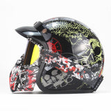 Free shipping PU Leather Harley Helmets 3/4 Motorcycle Chopper Bike helmet open face vintage motorcycle helmet with goggle mask