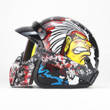 Free shipping PU Leather Harley Helmets 3/4 Motorcycle Chopper Bike helmet open face vintage motorcycle helmet with goggle mask