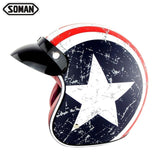 Motorcycle Helmet Harley Retro Helmets Chopper Vintage Moto Helmet Open Face Old School Casco Summer Casque DOT Approval SM512