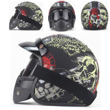 Free shipping PU Leather Harley Helmets 3/4 Motorcycle Chopper Bike helmet open face vintage motorcycle helmet with goggle mask