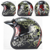 Free shipping PU Leather Harley Helmets 3/4 Motorcycle Chopper Bike helmet open face vintage motorcycle helmet with goggle mask